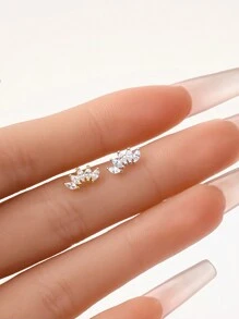 1pc 16G Gold Tiny Crown/Leaf Internally Threaded Labret | 925 Sterling Silver Hypoallergenic Stud Earrings | Cartilage Helix Stud | Flat Back Labret Stud | For Women And Men Daily Wear | Sold As 1 Piece (Not 1 Pair) - Multicolor - View 2