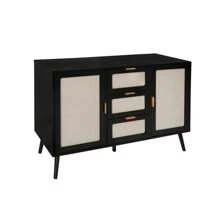 2 Door 3 Drawer Cabinet, Accent Storage Cabinet, Suitable For Living Room, Bedroom, Dining Room, Study - 黑色+密度板 - 查看 11