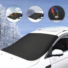 Magnetic Windshield Cover For Ice And Snow,Anti-Theft Car Windshield Snow Cover With 5 Invisible Magnets,All-Season Universal Front Windshield Protector For Car Truck SUV - Black - View 7