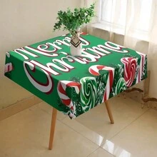 1 件圣诞装饰，多色五角星拼接圣诞树印花桌布，矩形涤纶桌布，防水桌布，厨房餐桌配件圣诞装饰，圣诞派对用品 - 彩色 - 查看 11