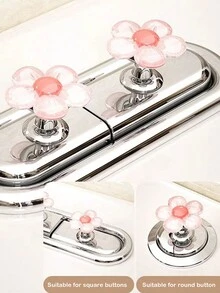 1pc/2pcs Nút bồn cầu hình hoa Nút van xả bồn cầu, Làm móng tay cho phụ nữ, Thiết bị hỗ trợ đa năng hình hoa độc đáo cho bồn cầu, phòng tắm, tủ và tay nắm ngăn kéo có keo dán hai mặt, Nút bồn cầu, Dụng cụ nhấn bồn cầu - Nhiều màu - Xem 3