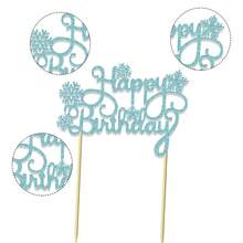 1Pc Snowflake Happy Birthday Cake Topper Glitter Winter Frozen Theme Cake Pick For Snowflake Happy Birthday Theme Christmas Birthday Theme Party