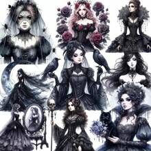 20pcs Colorful Paper 4cm Goth Girl Stickers For Scrapbooking,School Supplies,Back To School