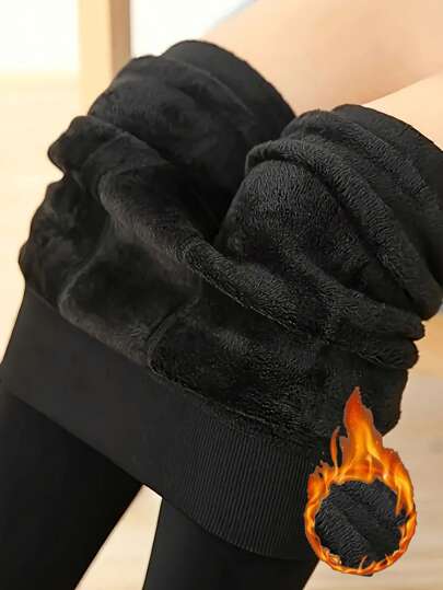 1 par de meias-calças femininas grossas com forro térmico, leggings de estribo para outono e inverno, calças de lã grossas de cintura alta