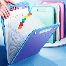 1pc A4 Folder, Vertical A4 File Manager With Handle, A4 Extended Waterproof Folder With Portable 13 Pocket Large Storage A4 Letter Size Document Folder For Students, Business, Travel Back To School - Multicolor - View 1