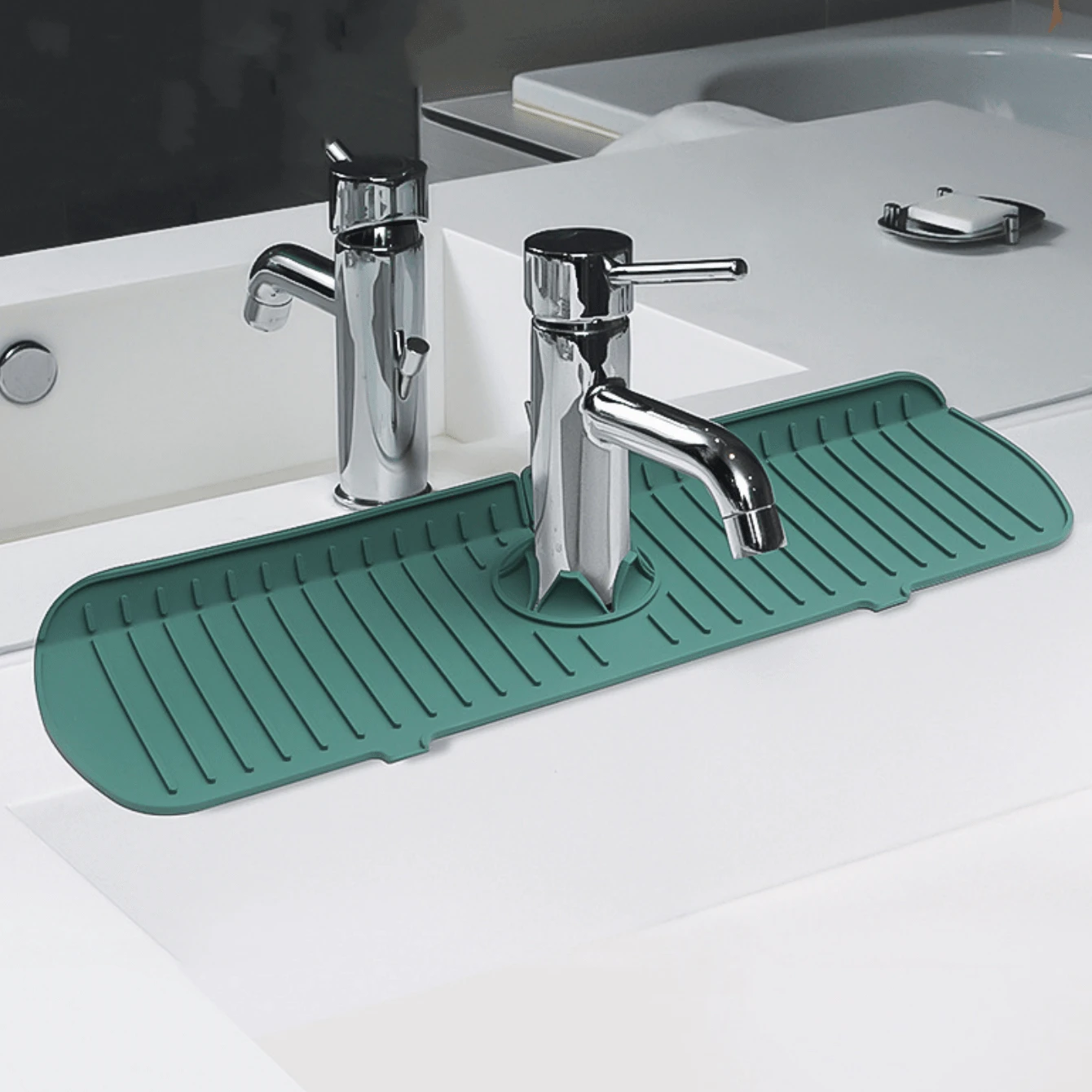 1 件装水龙头防溅垫，多功能硅胶水槽排水垫，多种尺寸可选，厨房配件 - 綠色 - 查看 1