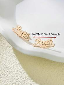1 件金色优雅可爱的银色款式，定制一对个性化名字耳环，不锈钢可爱爱心蝴蝶结名字耳环，女士时尚耳环，语言仅限于英文字母母亲节礼物感恩节圣诞节 - 彩色 - 查看 4