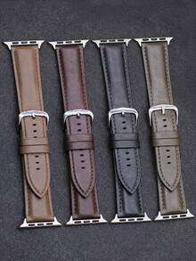 1 dây đeo bằng da bê mới tương thích với Apple Watch Series 10/9/8/7/6/5/4/3/SE/Ultra, dây đeo bằng da thời trang dành cho nam và nữ, mềm mại và thoải mái, thích hợp làm quà tặng ngày lễ cho đồng hồ thông minh - Màu xanh lá cây đậm - Xem 1
