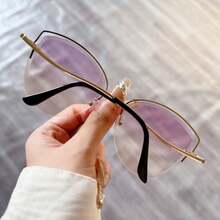 Kính thời trang mắt mèo viền không gọng mới, Kính thời trang màu chuyển sắc cổ điển quá khổ hợp thời trang, Phong cách Boho thanh lịch giản dị phù hợp với mọi mùa, Kiểu dáng unisex phong cách đường phố và phù hợp với áo len, áo khoác, áo nỉ, quần da và quần túi hộp - Vàng - Xem 6