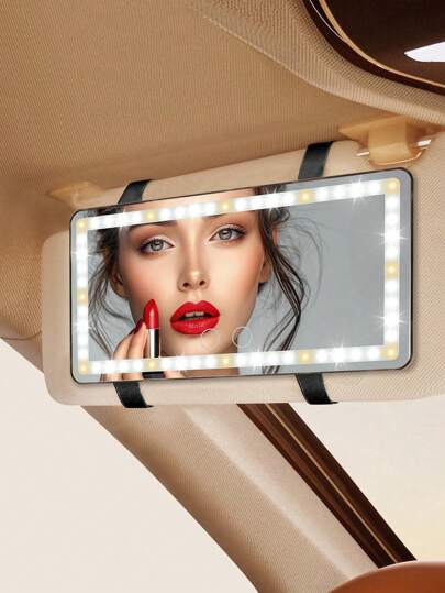 Espejo de vanidad LED con parasol de coche, espejo de maquillaje LED inteligente con tacto - 3 modos de luz y 60 LED - recargable y atenuador con control táctil - perfecto para maquillaje en movimiento, accesorio universal de interior de coche para coches, camiones y SUV - regalo ideal de Navidad y Día de San Valentín para mujeres