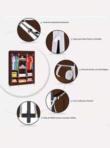 Armario de Dormitorio Muebles de Tela Armario Ropa portátil Closet Organizador - Multicolor - Ver 2