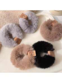 泰迪熊设计毛绒弹性发带，耐用发饰 - 彩色 - 查看 8