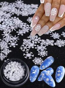 1 Box Winter Snowflake Nail Art Decorations, Silver-White Snowflake Christmas Holiday Design Nail Art Accessories, DIY Elegant Nail Art Decals, Nail Salon Supplies
