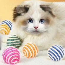 1 件随机颜色剑麻猫玩具，抓挠器毛绒球，猫鼠，猫用抓挠玩具 - 彩色 - 查看 1