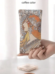 1入組阿方斯·瑪麗亞·穆夏畫風眼鏡盒，防水PU皮革便攜式太陽眼鏡收納盒，簡單的保護容器，男女學生眼鏡配件，磁性關閉的旅行太陽眼鏡讀書眼鏡收納袋防水眼鏡袋 - 彩色 - 查看 7