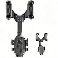 汽车后视镜手机支架 便携式新款 车内安装手机支架 导航视频拍摄 - 黑色 - 查看 9