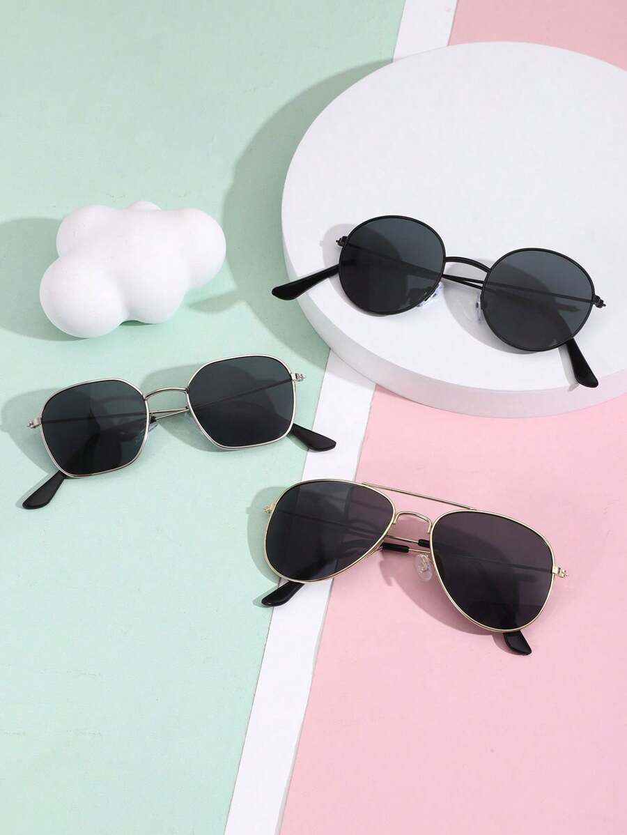 3 件儿童无度数眼镜，适合男孩女孩化妆舞会派对户外旅行，时尚 - 彩色 - 查看 1