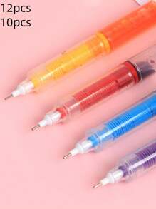 12pcs Colored Neutral Pens, Quick-Drying Ballpoint Pens & Sign Pens, 12 Colors PVC Boxed Set, 10 Simple Packing Options In Various Sizes - Multicolor - View 6
