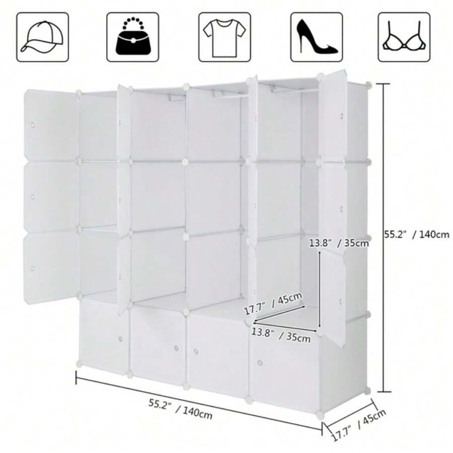 4Layer 16 Cube Organizer Stackable Plastic Cube Storage, Plastic