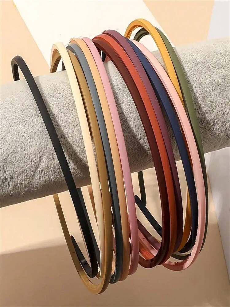 13 piezas Diadema delgada sólida, Diadema, Aro para el cabello, Accesorios para el cabello, Diademas, Tocado - Multicolor - Ver 1