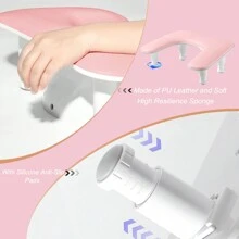 ibubu Upgrade Nail Arm Rest Height Adjustment U-Shaped Manicure Hand Rest Pillow Cushion Soft PU Leather Detachable Nail Art Hand Stand Holder Reposabrazos Para Manicura For Nails Tech - Hồng - Xem 3