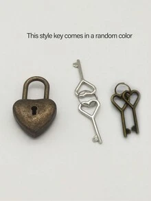 1set Heart Shape Padlock And Key Set Padlock With Key,Heart Lock Zinc Alloy Suitcase Luggage Bag Anti-Theft Lock,Mini Luggage Hardware Lock, For Suitcase Jewelry Box,Wedding Locks And Keys Working Keys And Locks Decorations,Gym Lockers(Five Olors To Choose From)