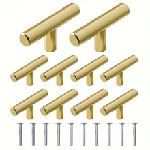 10 PCS Gold Cabinet Drawer Pulls - Kitchen Cabinet Handles, Brushed Nickel Finish, Stainless Steel Drawer Knobs, Suitable For Drawers - Multicolor - View 18
