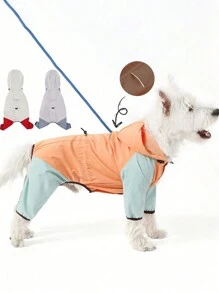 1 件宠物雨衣，狗狗四季通用雨衣，宠物连帽连体衣，狗狗防水衣服 - 灰色 - 查看 6