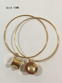 CIZME 2Pcs/Pair Stainless Steel Screw Ear Tunnels Large Hoop Dangle Ear Plugs Expander 4-20mm Gauges For Ears Stretcher Piercing(Silver/Gold/Black/Rose Gold) - Multicolor - View 32