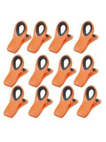 12 件优质食品袋密封夹 - 多功能、防潮、防尘、密封 - 适用于各种塑料袋、零食袋、厨房收纳袋和储物袋，易于使用的厨房配件促销 - 彩色 - 查看 5