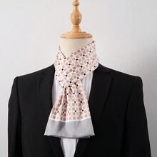 Elegant Men's Fashion Floral Print Scarf, Soft Faux Silk Neckerchief, Perfect Gift For Business/Formal Occasions, Spring/Autumn - Multicolor - View 19