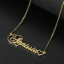 1 pieza Collar personalizado con corazón hueco y nombre en oro/plata, regalo del Día de San Valentín, collar de acero inoxidable para mujer, regalo para parejas, regalo personalizado para amigos, familia y ocasiones especiales como cumpleaños, aniversario, graduación, fiesta (solo en inglés)