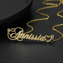1 pieza Collar personalizado con corazón hueco y nombre en oro/plata, regalo del Día de San Valentín, collar de acero inoxidable para mujer, regalo para parejas, regalo personalizado para amigos, familia y ocasiones especiales como cumpleaños, aniversario, graduación, fiesta (solo en inglés)