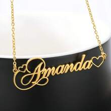 1 pieza Collar personalizado con corazón hueco y nombre en oro/plata, regalo del Día de San Valentín, collar de acero inoxidable para mujer, regalo para parejas, regalo personalizado para amigos, familia y ocasiones especiales como cumpleaños, aniversario, graduación, fiesta (solo en inglés)
