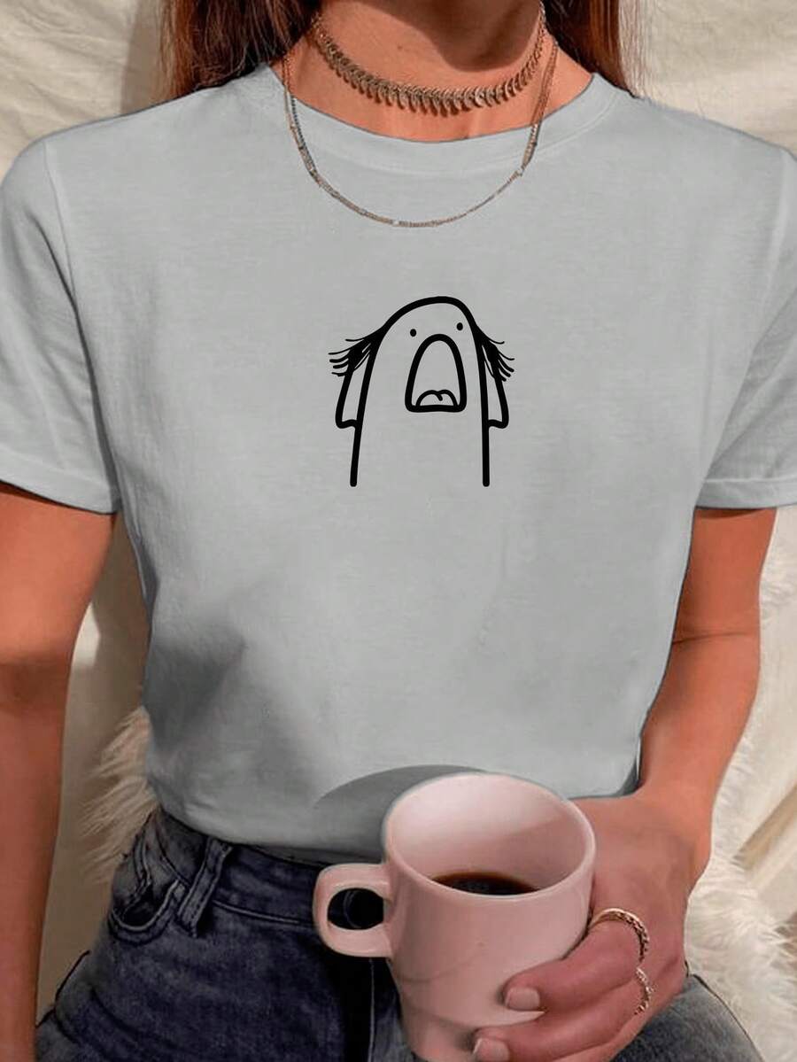 Women's T-Shirt T Shirt Various Colors 100% Cotton Flork Desperate Amazed Meme - 灰色 - 查看 1