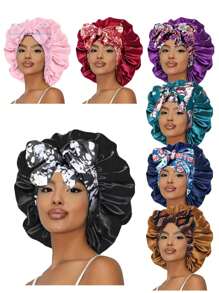 Cuffia da donna di colore solido, con stampa, in seta liscia e raso, adatta per l'uso casual e comodo per capelli quotidiani e come cuffia da notte