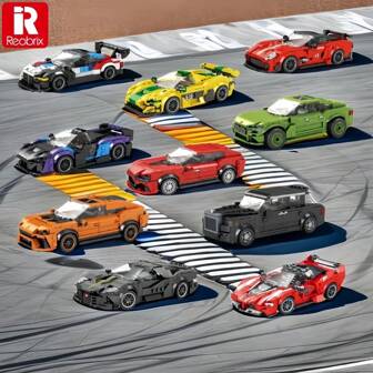 35 Full Octagon Car Car Series Block Model Set Sports Racing Speed  DIY Blocks Micro Pellet Toys Male Adult Christmas Gift