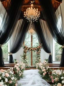 Elegant Black Wedding Arch Curtains 26.2 Feet - 315 Inches Deep Red Chiffon, Perfect For Romantic Ceremonies, Engagements, Valentines, Etc. - Versatile Decorations For Thanksgiving, Christmas, And Special Occasions - Multicolor - View 6