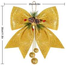 1 cái nơ trang trí cây thông Noel lấp lánh đính kim sa cho vòng hoa cửa, gói quà, trang trí tiệc ngày lễ - Nhiều màu - Xem 3