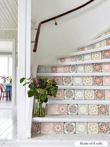 1set European Style Modern Decorative Self-Adhesive Stair Riser Stickers Residue-Free Wall Floor Stickers, 7.09*42.52 Inch,Renovation Stickers Peel Wall Panels,Wall Paper, Wallpapers,Spring Decoration Items Refresh Your Home,Rama Decoration Stickers - Multicolor - View 11