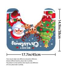 [圣诞系列] 1/4 件 180*180 厘米/70*70 英寸浴帘套装圣诞树、圣诞老人、圣诞袜印花浴帘套装、防水浴帘浴室隔断套装带 12 个挂钩、浴室地毯、厕所 U 型垫、马桶座垫、浴室隔断、圣诞装饰品，用于圣诞节浴室装饰，也可用于日常使用聚酯纤维材料秋季装饰浴室配件返校 - 彩色 - 查看 9