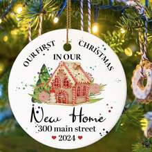 Đồ trang trí Giáng sinh đầu tiên của chúng tôi trong ngôi nhà mới được cá nhân hóa, Đồ trang trí nhà mới 2024, Địa chỉ tùy chỉnh Ngôi nhà mới cho gia đình, Quà tặng tân gia - Màu be - Xem 4