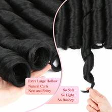 1 包 24 英寸法式卷发编织发自然黑色雅基卷发松散波浪弹性编织发预拉伸法式卷发编织发法式卷发合成发适合女神辫子（1B） - 黑色 - 查看 7