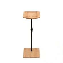 Couch Tray Table Bamboo Height Adjustable Side Table For Sofa C-Shaped Oval End Tables With Slots For Bed & Chairs In Living Room & Bedroom