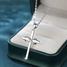 1 件优雅迷人的 8 字形吊坠项链，生日/周年纪念礼物 - 金色 - 查看 2