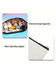 1 chiếc túi đựng đồ nhẹ thời trang độc đáo tối giản có thể tùy chỉnh, có thể đựng điện thoại, mỹ phẩm, ví đựng tiền xu, ví cầm tay, vật dụng thiết yếu khi đi du lịch, túi đựng đồ vệ sinh cá nhân có chữ cái dễ thương - Màu be - Xem 8