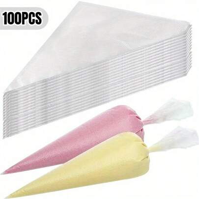 100pcs Disposable Piping Bags For Cake Decorating - Perfect For Icing, Frosting & Cookies - Essential Baking Tools & Kitchen Accessories Back To School