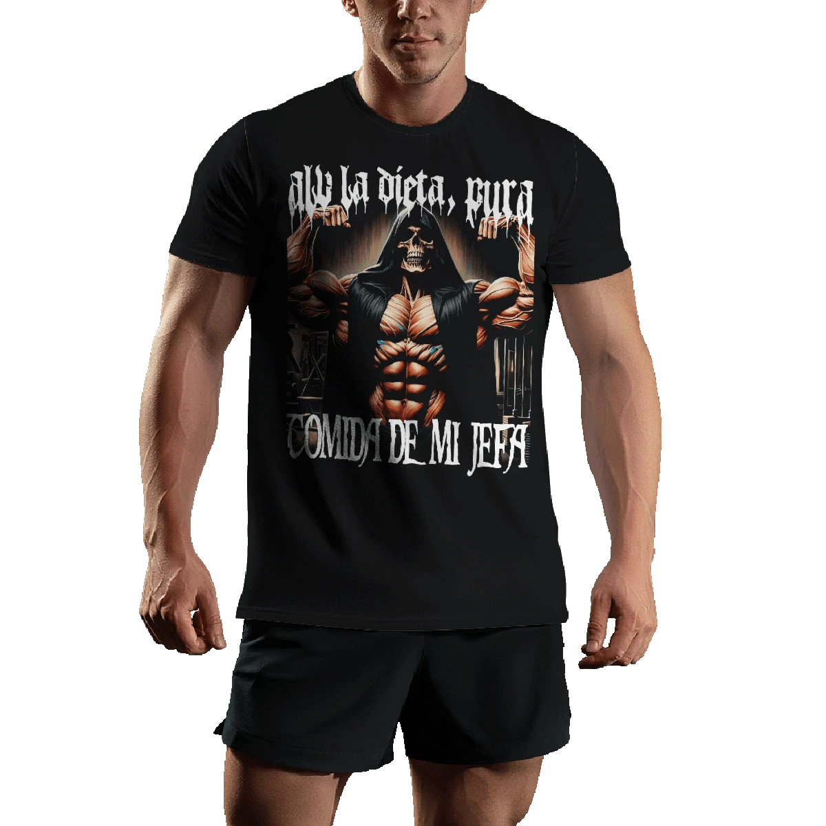 Motivational Phrase T-Shirt Gym Skull Gymbro Gymrat Skeleton Bone Muscles Sports Training Gym Pure Food From My Boss