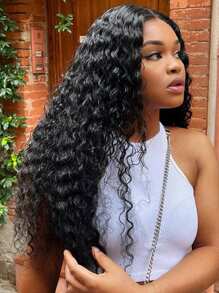 Loose Curly V Part Wig Human Hair  Glueless No Leave Out Upgrade V Part Human Hair Wigs For Black Women Curly Brazilian Virgin Human Hair U Part Wig V Shape No Sew In No Glue 250 Density Natural Color - Natural Black - Xem 4