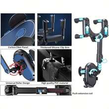 汽车后视镜手机支架 便携式新款 车内安装手机支架 导航视频拍摄 - 黑色 - 查看 5